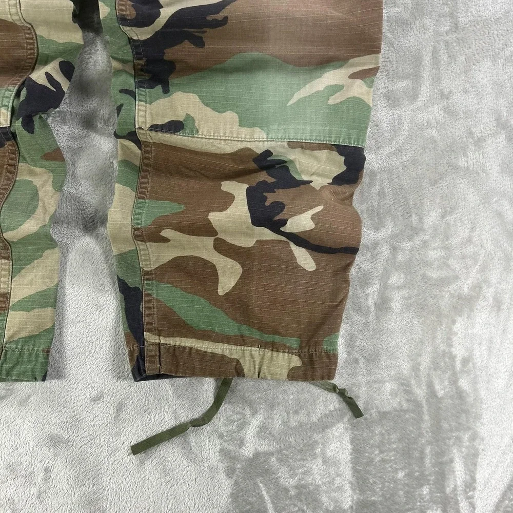 Camo Cargo Pants Mens 33x27 Green Ripstop Adjustable BDU Military Drawstring